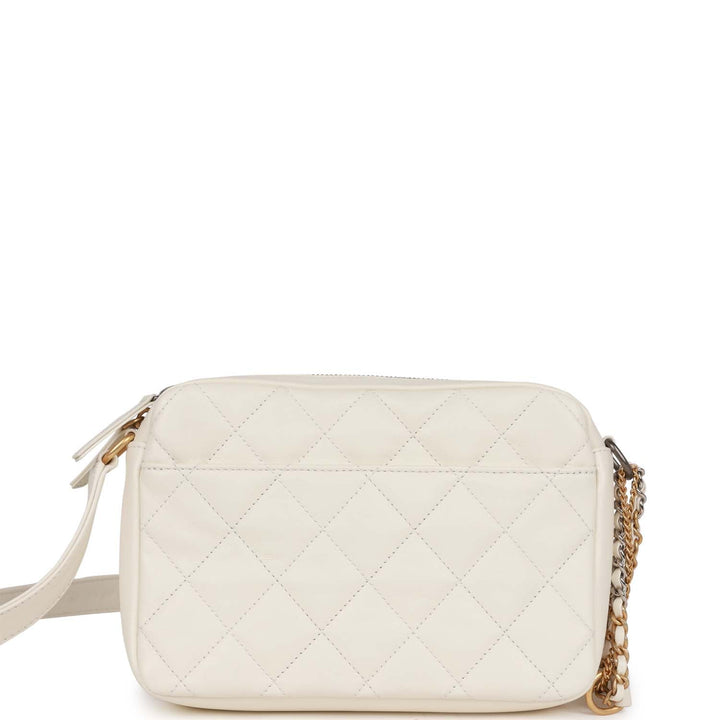 Top Quality Chanel Small Camera Bag White Calfskin Mixed Metal Hardware