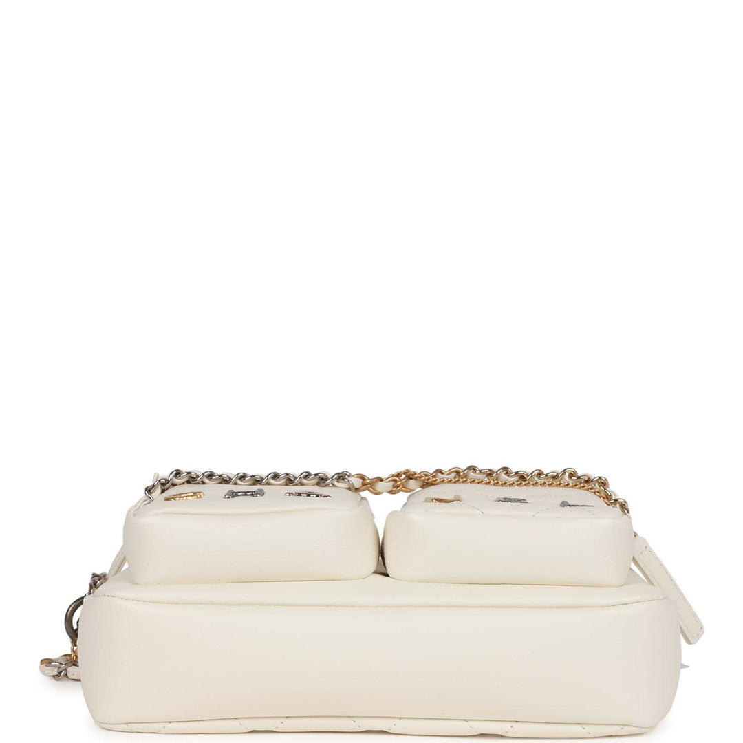 Top Quality Chanel Small Camera Bag White Calfskin Mixed Metal Hardware