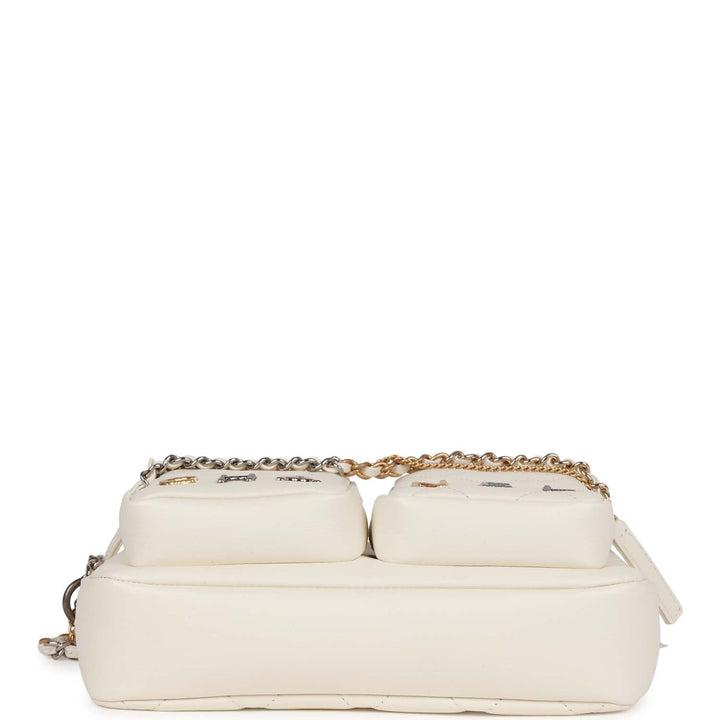 Top Quality Chanel Small Camera Bag White Calfskin Mixed Metal Hardware