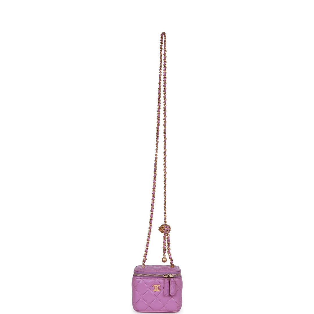 Top Quality Chanel Small Classic CC Vanity Case Purple Lambskin Gold Hardware
