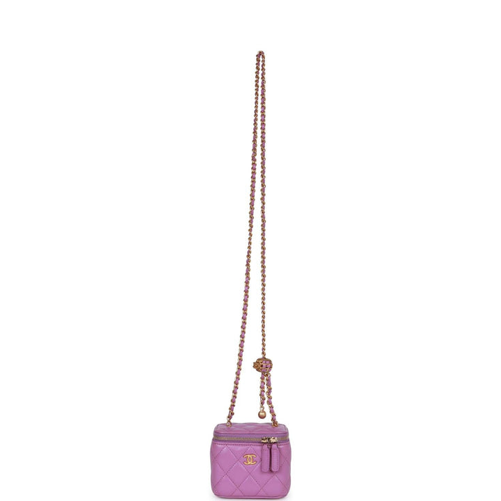 Top Quality Chanel Small Classic CC Vanity Case Purple Lambskin Gold Hardware