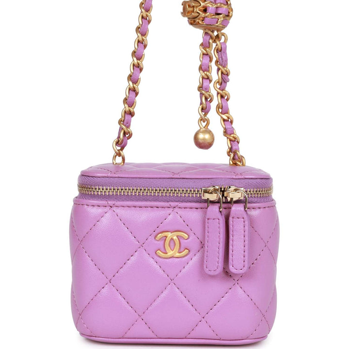 Top Quality Chanel Small Classic CC Vanity Case Purple Lambskin Gold Hardware