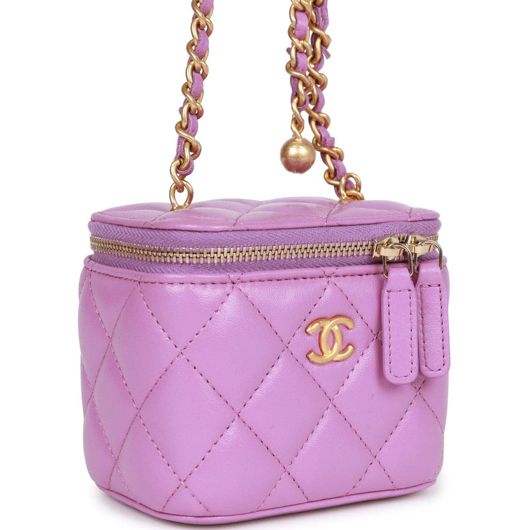 Top Quality Chanel Small Classic CC Vanity Case Purple Lambskin Gold Hardware