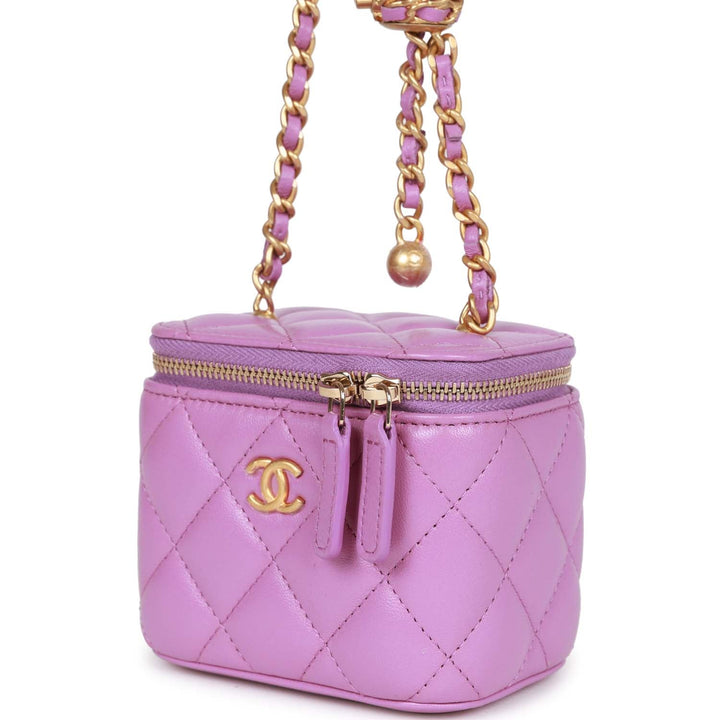 Top Quality Chanel Small Classic CC Vanity Case Purple Lambskin Gold Hardware