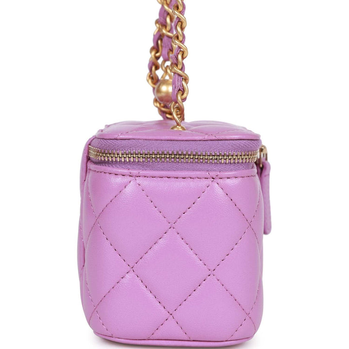 Top Quality Chanel Small Classic CC Vanity Case Purple Lambskin Gold Hardware