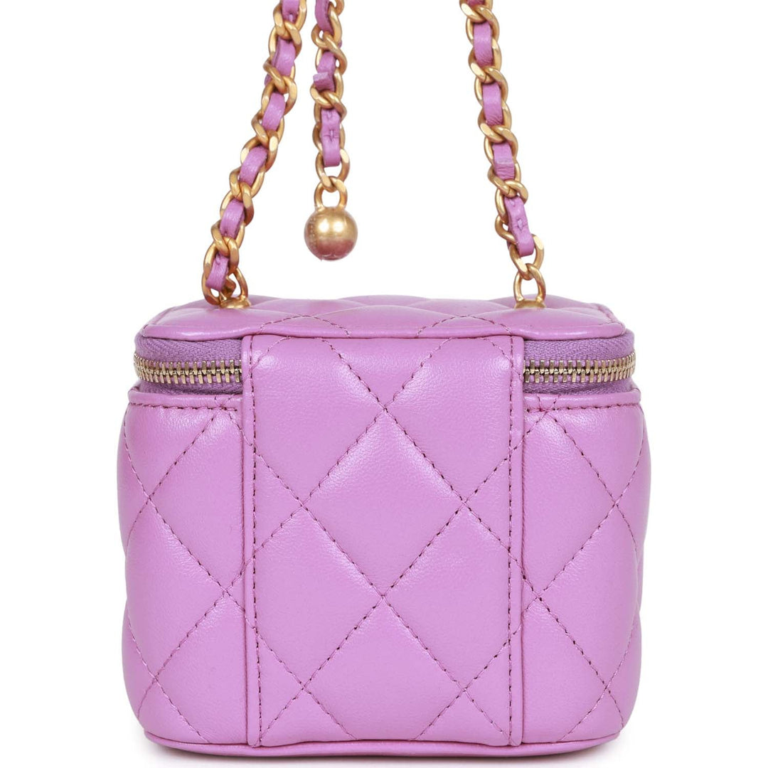 Top Quality Chanel Small Classic CC Vanity Case Purple Lambskin Gold Hardware