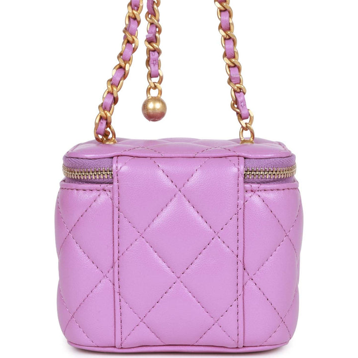 Top Quality Chanel Small Classic CC Vanity Case Purple Lambskin Gold Hardware