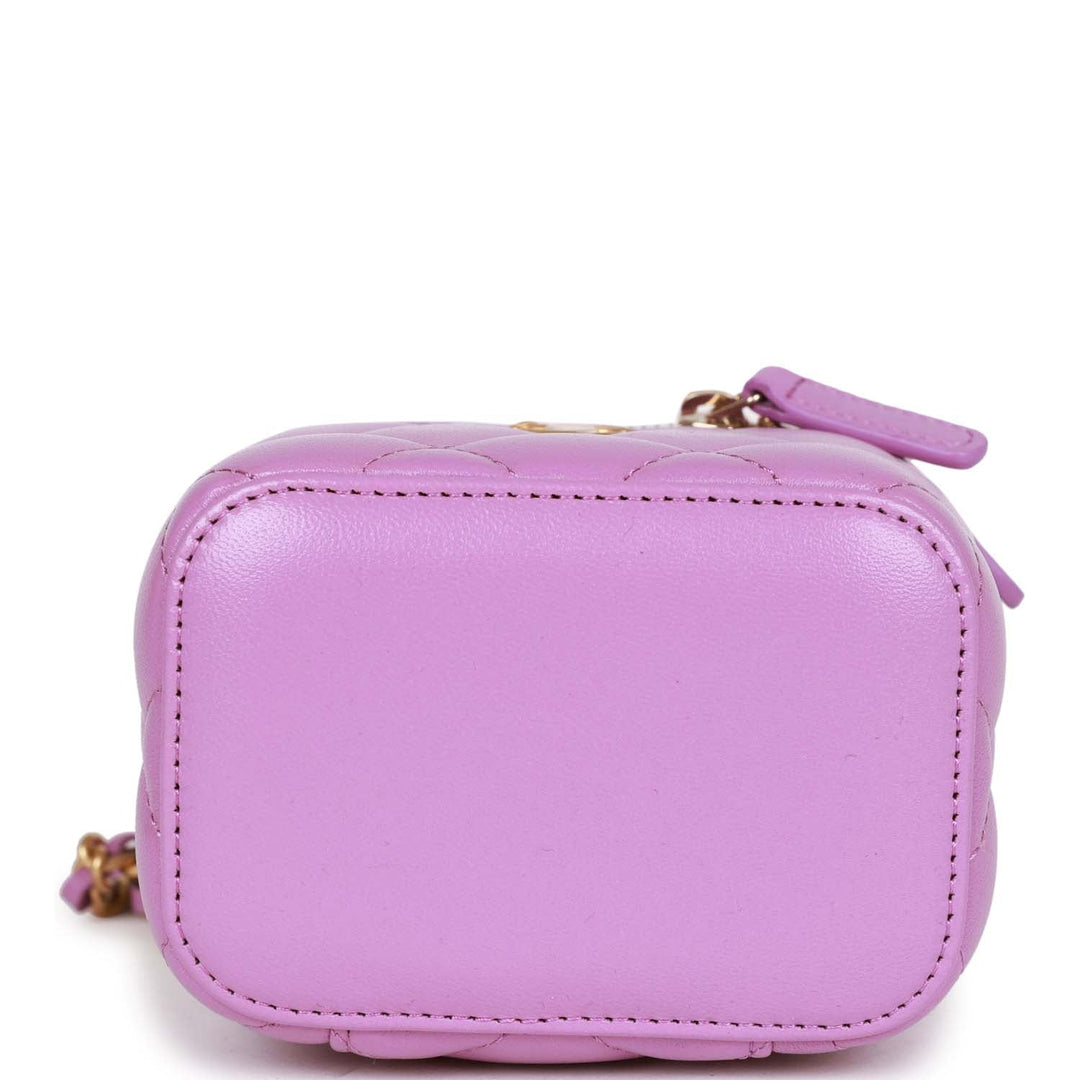 Top Quality Chanel Small Classic CC Vanity Case Purple Lambskin Gold Hardware