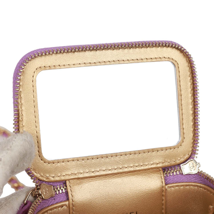 Top Quality Chanel Small Classic CC Vanity Case Purple Lambskin Gold Hardware