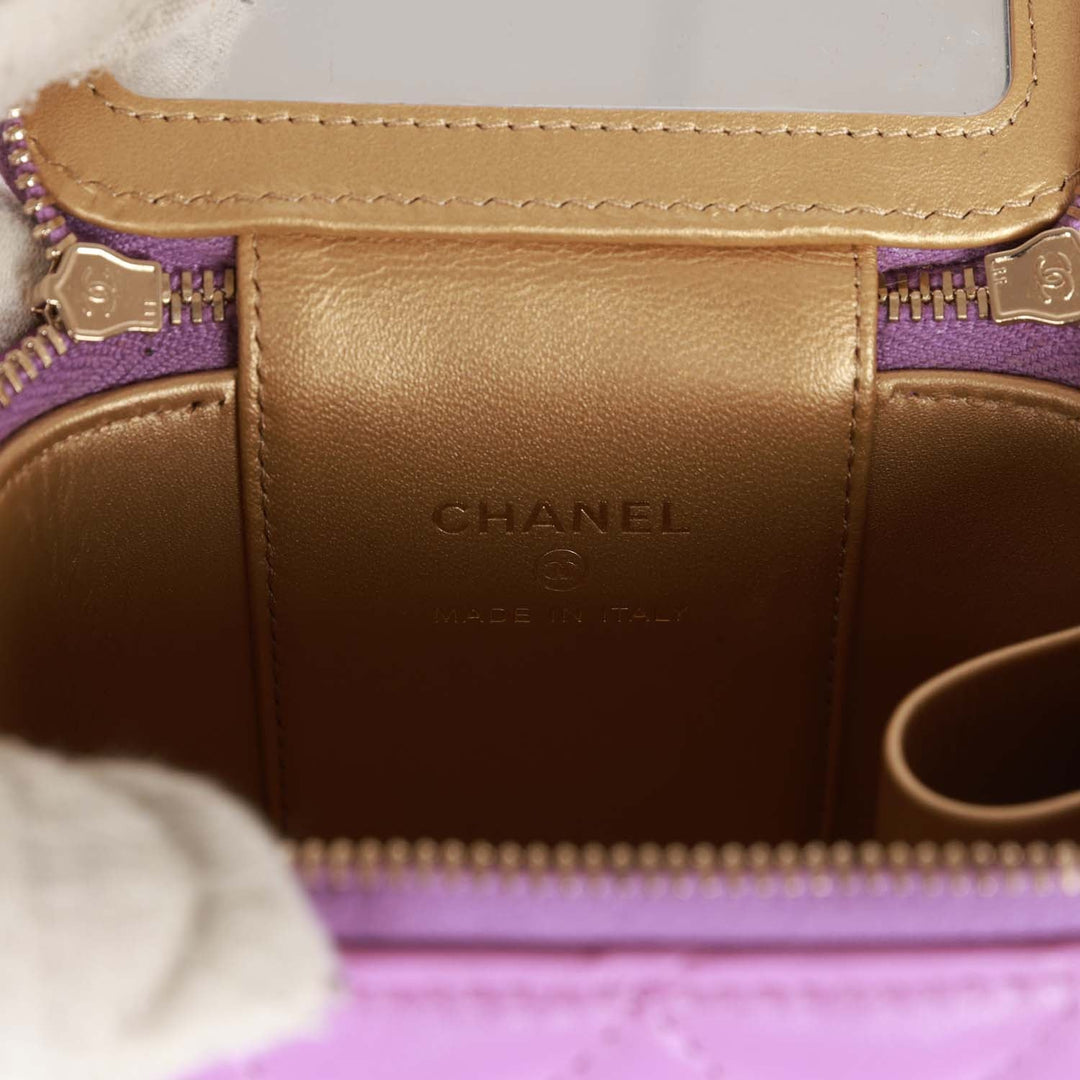 Top Quality Chanel Small Classic CC Vanity Case Purple Lambskin Gold Hardware