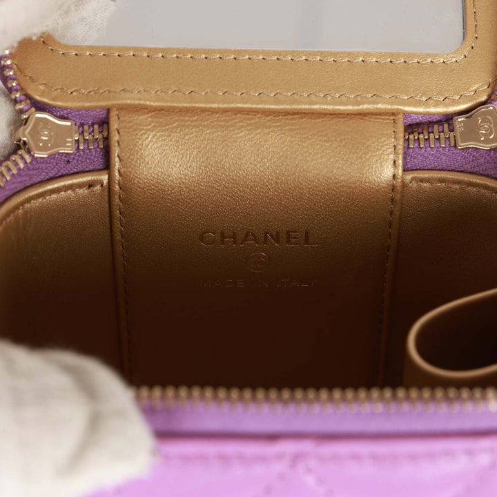 Top Quality Chanel Small Classic CC Vanity Case Purple Lambskin Gold Hardware
