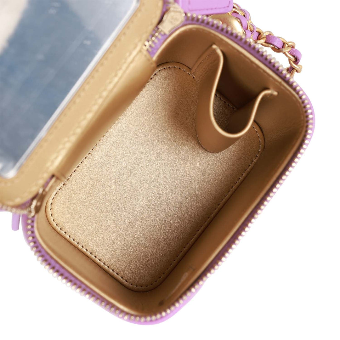 Top Quality Chanel Small Classic CC Vanity Case Purple Lambskin Gold Hardware