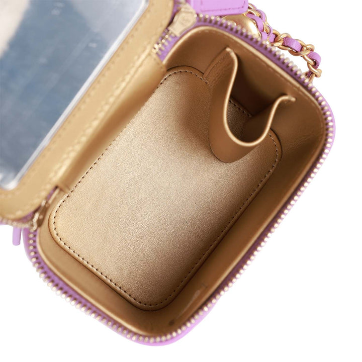 Top Quality Chanel Small Classic CC Vanity Case Purple Lambskin Gold Hardware