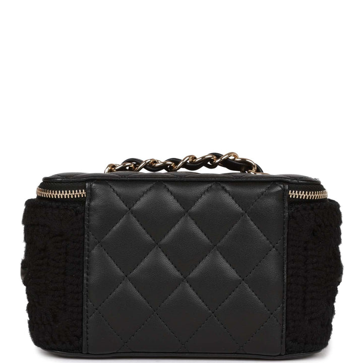 Top Quality Chanel Small Vanity Case Black Crochet and Lambskin Light Gold Hardware
