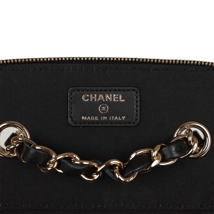 Top Quality Chanel Small Vanity Case Black Crochet and Lambskin Light Gold Hardware
