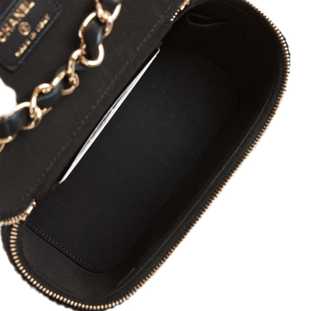 Top Quality Chanel Small Vanity Case Black Crochet and Lambskin Light Gold Hardware