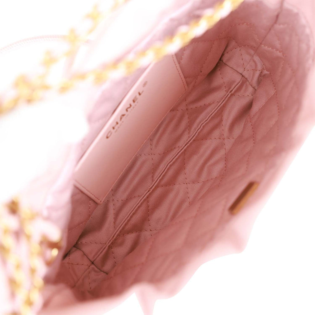 Top Quality Chanel Mini 22 Bag Pink Calfskin Gold Hardware