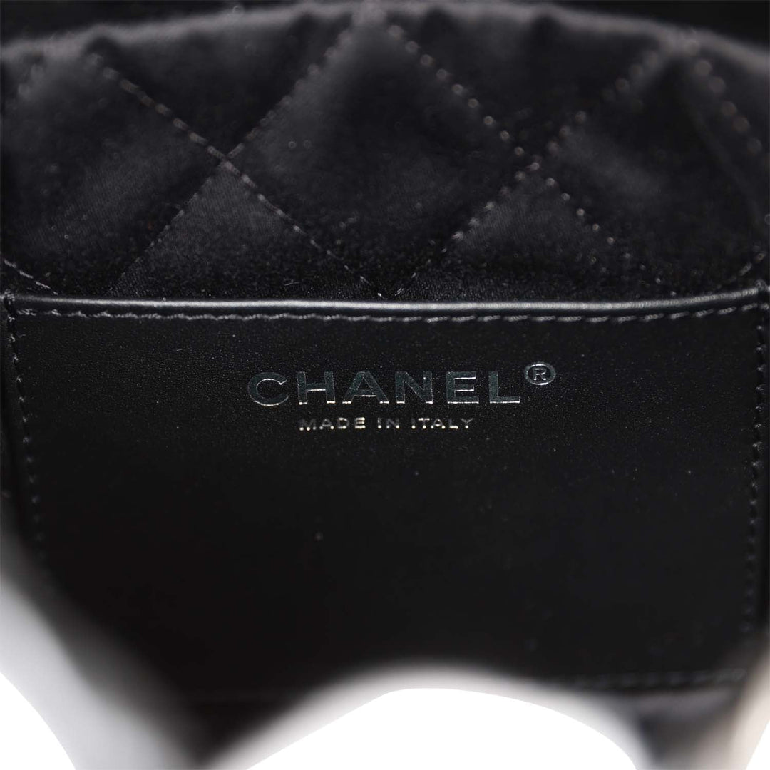 Top Quality Chanel Mini 22 Bag Black Calfskin Silver Hardware