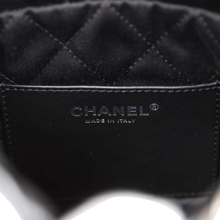 Top Quality Chanel Mini 22 Bag Black Calfskin Silver Hardware