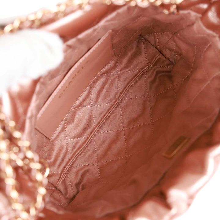 Top Quality Chanel Mini 22 Bag Rose Gold Iridescent Calfskin Rose Gold Hardware