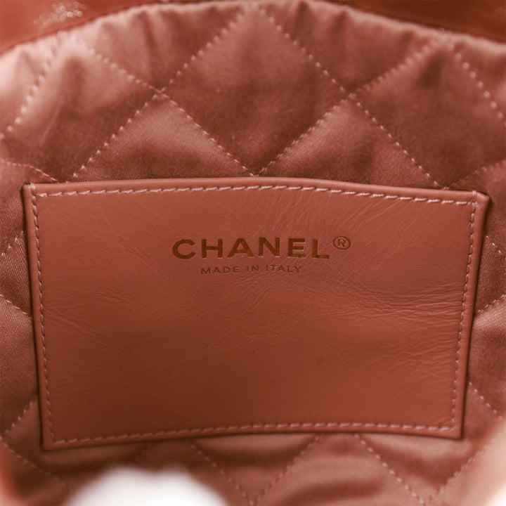 Top Quality Chanel Mini 22 Bag Rose Gold Iridescent Calfskin Rose Gold Hardware