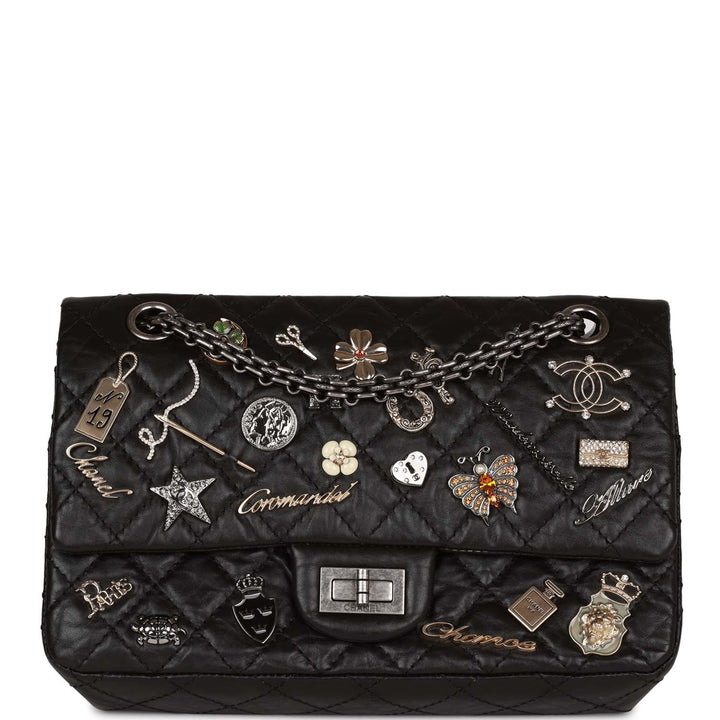 Top Quality Chanel Lucky Charms Reissue 2.55 Flap Bag Black Aged Calfskin Ruthenium Hardware