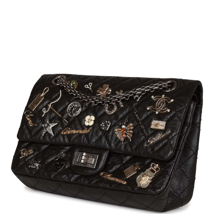 Top Quality Chanel Lucky Charms Reissue 2.55 Flap Bag Black Aged Calfskin Ruthenium Hardware