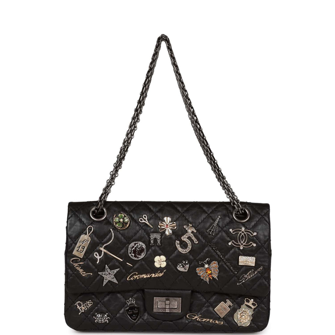 Top Quality Chanel Lucky Charms Reissue 2.55 Flap Bag Black Aged Calfskin Ruthenium Hardware