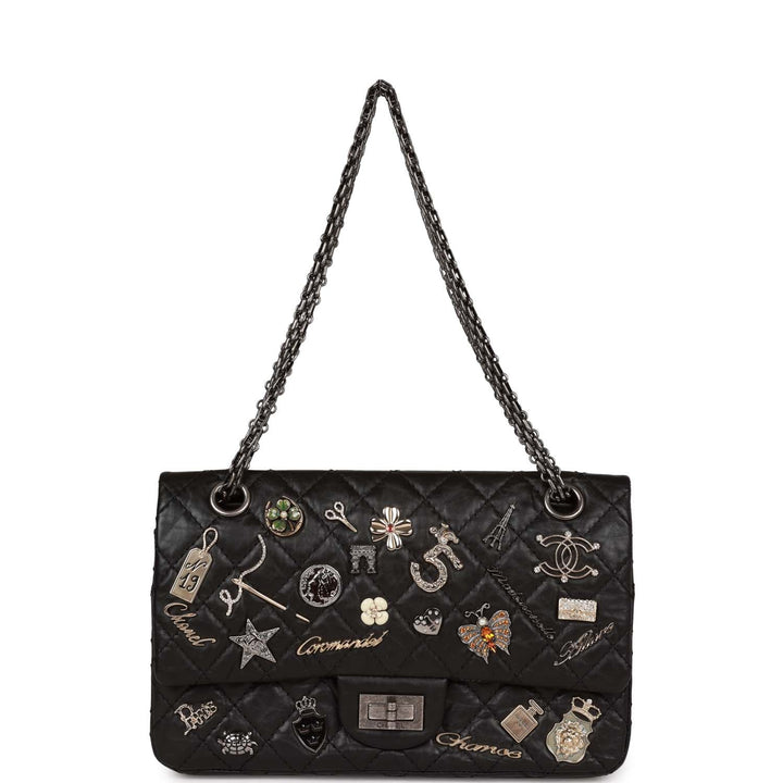 Top Quality Chanel Lucky Charms Reissue 2.55 Flap Bag Black Aged Calfskin Ruthenium Hardware