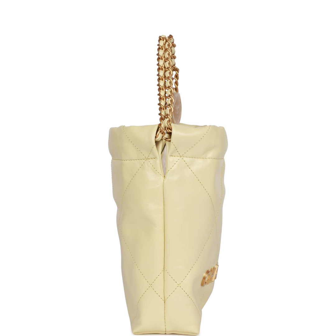Top Quality Chanel Mini 22 Bag Yellow Calfskin Gold Hardware