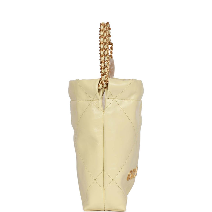 Top Quality Chanel Mini 22 Bag Yellow Calfskin Gold Hardware
