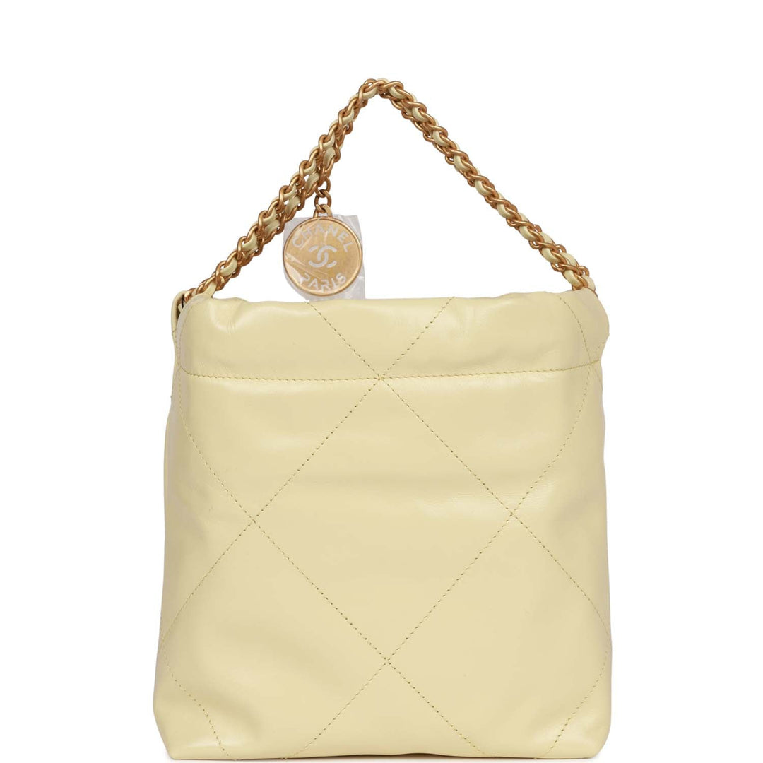 Top Quality Chanel Mini 22 Bag Yellow Calfskin Gold Hardware