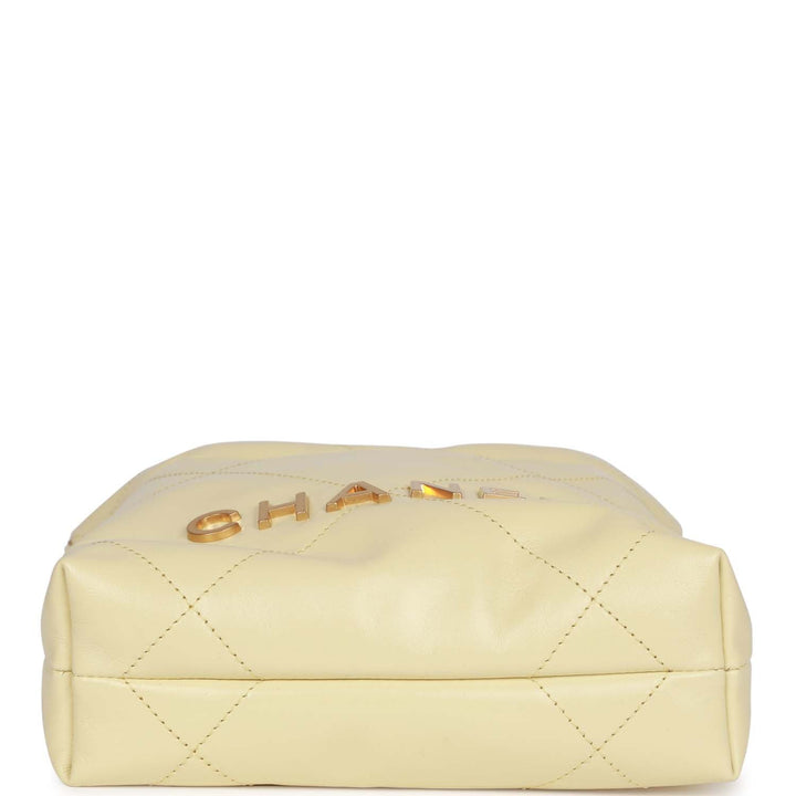Top Quality Chanel Mini 22 Bag Yellow Calfskin Gold Hardware