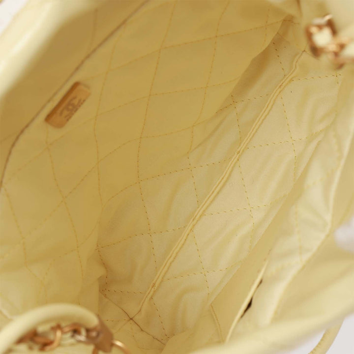 Top Quality Chanel Mini 22 Bag Yellow Calfskin Gold Hardware