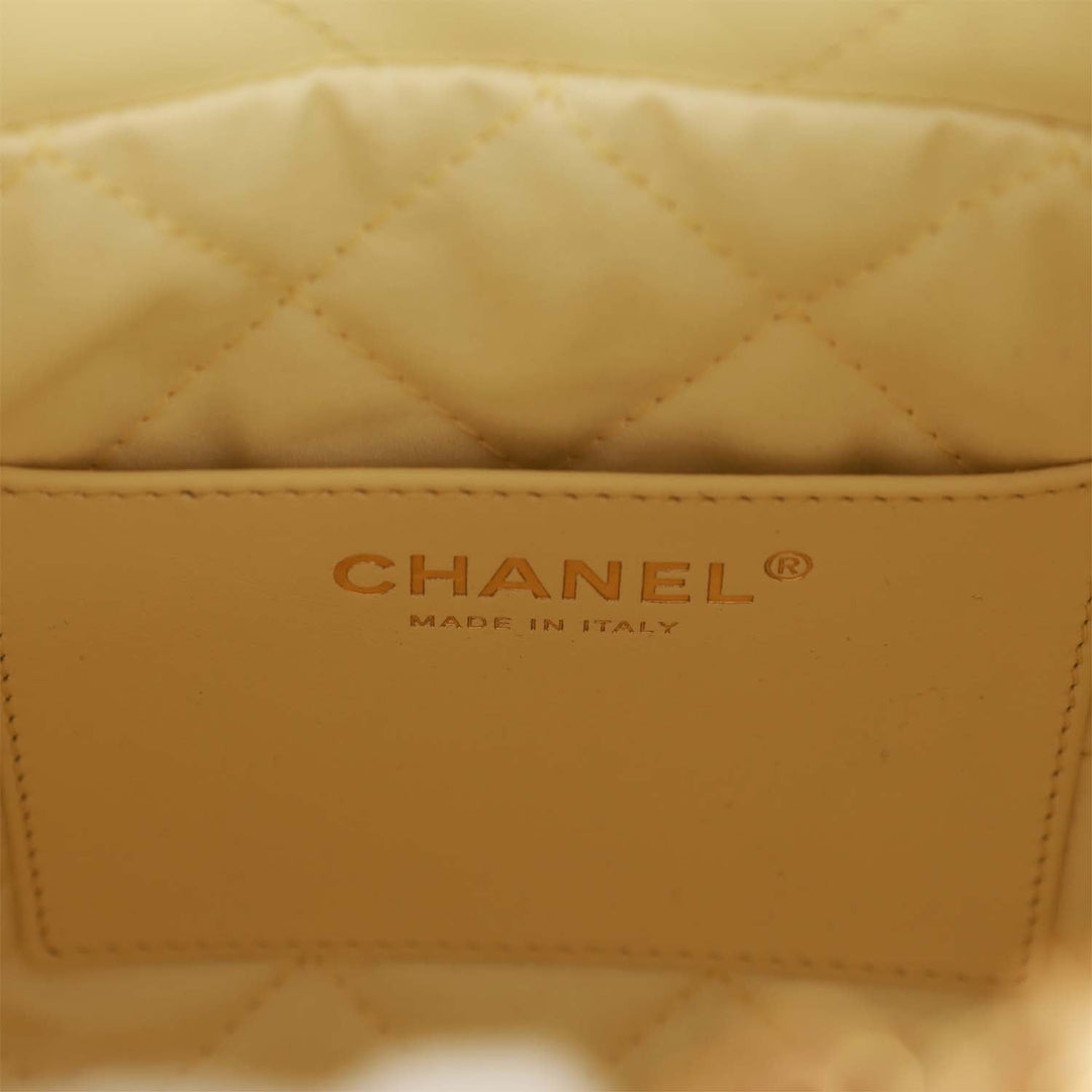 Top Quality Chanel Mini 22 Bag Yellow Calfskin Gold Hardware