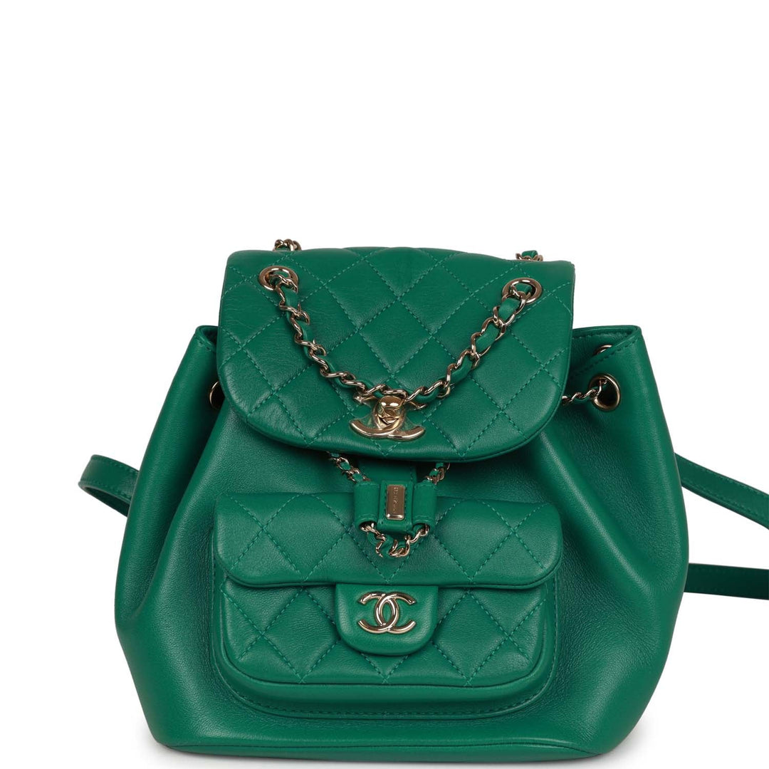 Top Quality Chanel Small Duma Backpack Green Lambskin Light Gold Hardware