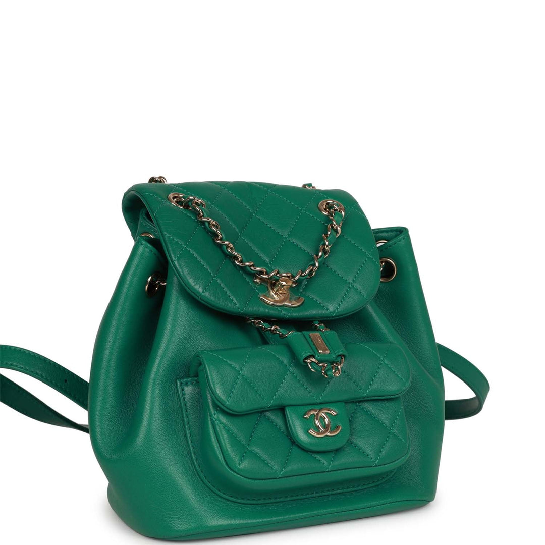 Top Quality Chanel Small Duma Backpack Green Lambskin Light Gold Hardware