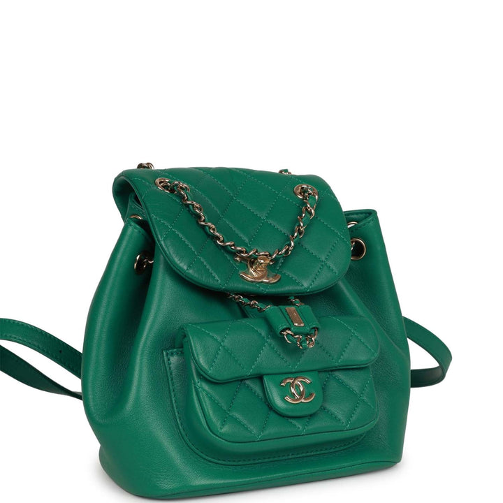 Top Quality Chanel Small Duma Backpack Green Lambskin Light Gold Hardware