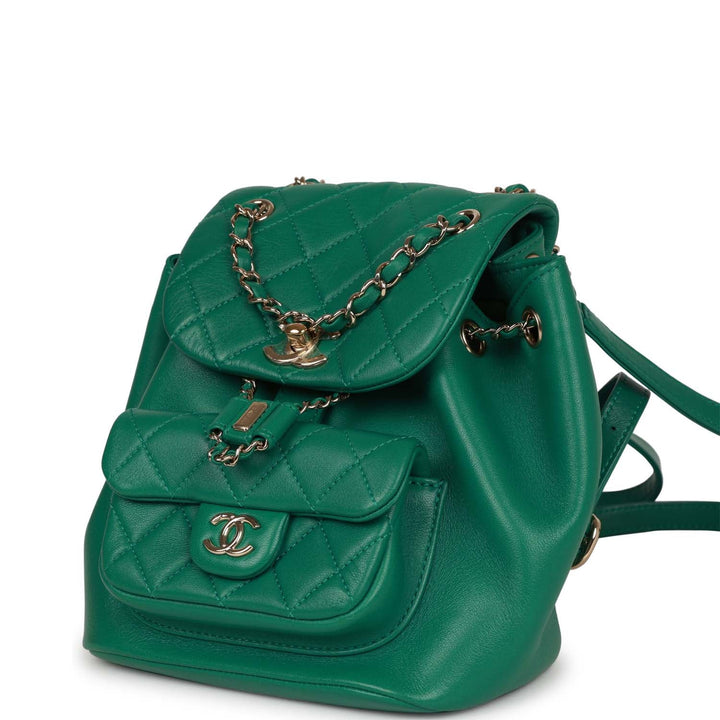 Top Quality Chanel Small Duma Backpack Green Lambskin Light Gold Hardware