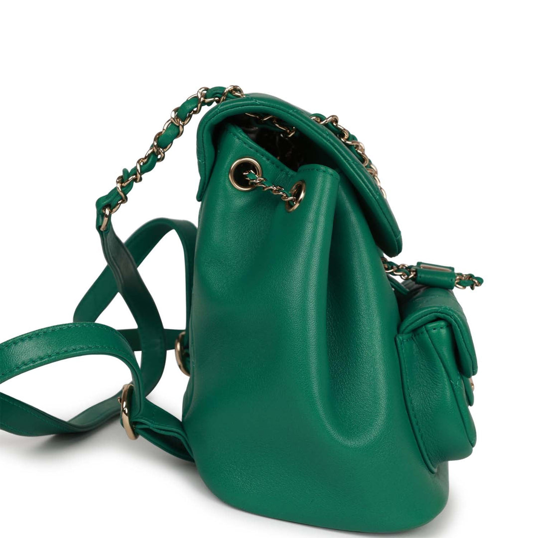 Top Quality Chanel Small Duma Backpack Green Lambskin Light Gold Hardware