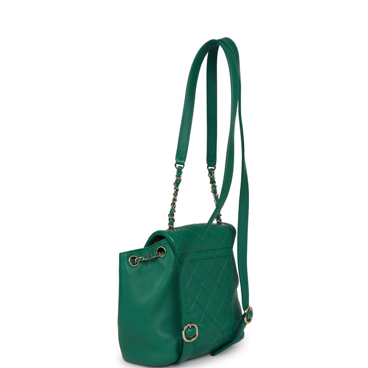 Top Quality Chanel Small Duma Backpack Green Lambskin Light Gold Hardware