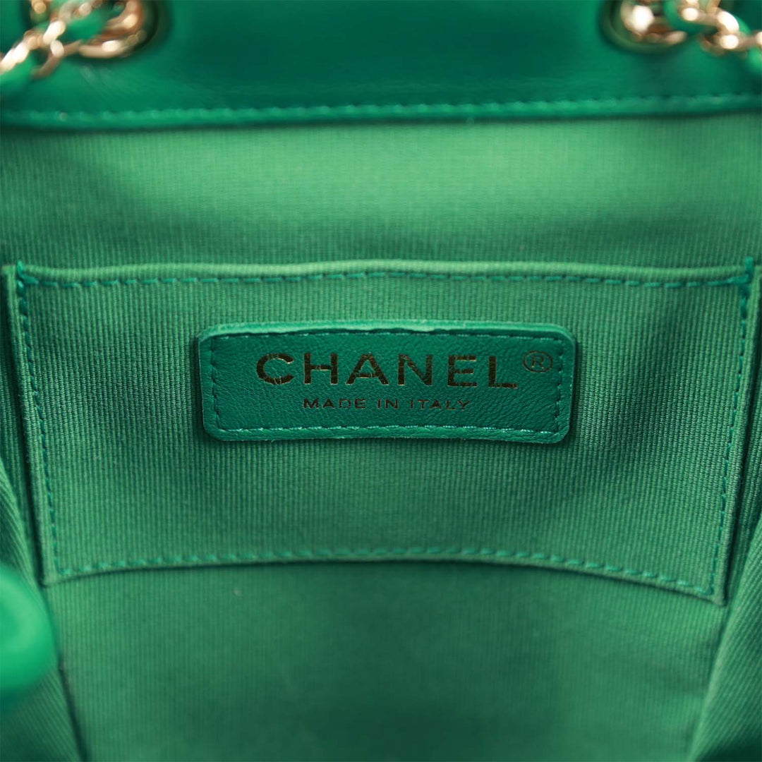 Top Quality Chanel Small Duma Backpack Green Lambskin Light Gold Hardware