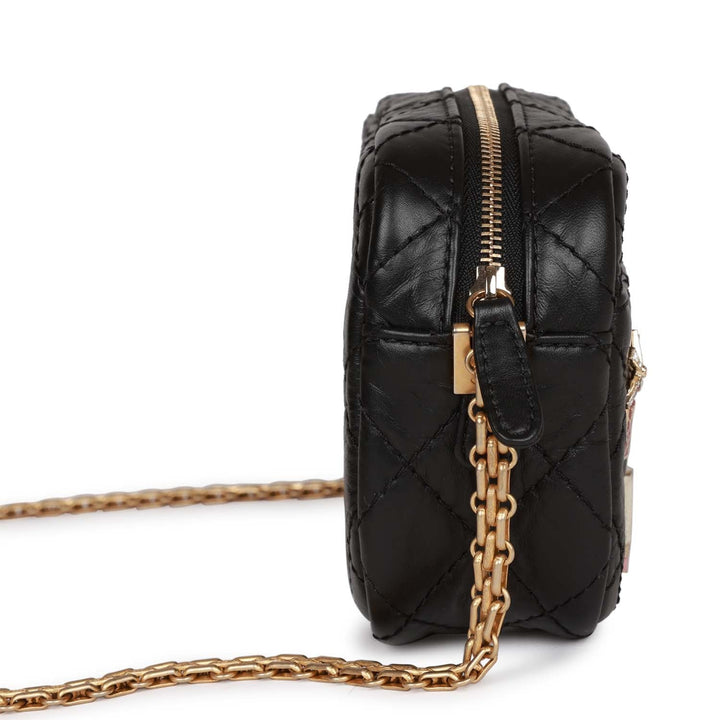 Top Quality Chanel Lucky Charms Mini Camera Bag Black Aged Calfskin Aged Gold Hardware