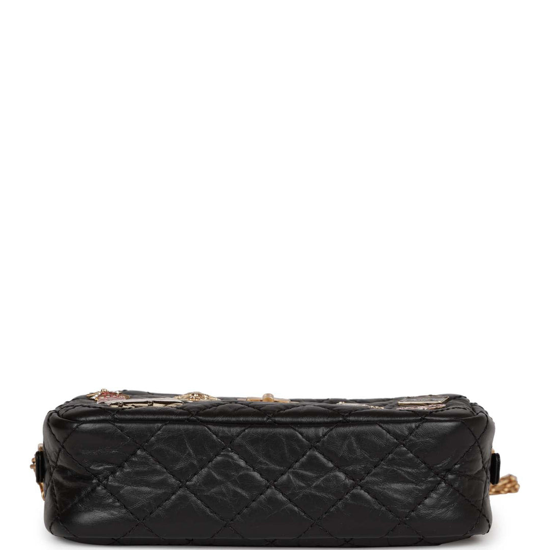 Top Quality Chanel Lucky Charms Mini Camera Bag Black Aged Calfskin Aged Gold Hardware