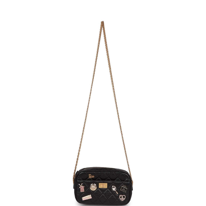 Top Quality Chanel Lucky Charms Mini Camera Bag Black Aged Calfskin Aged Gold Hardware