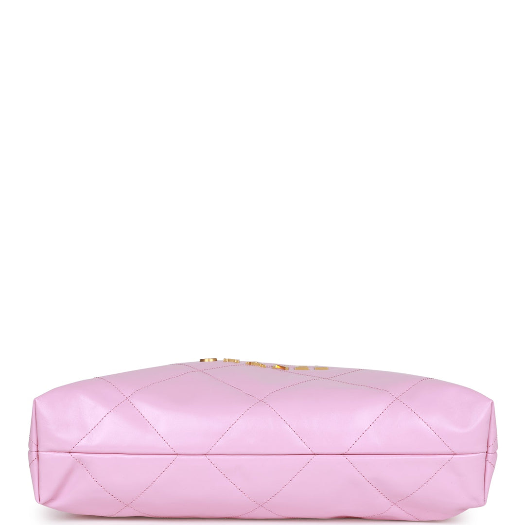 Top Quality Chanel Small 22 Bag Pink Calfskin Antique Gold Hardware