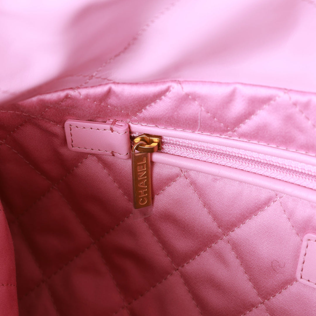 Top Quality Chanel Small 22 Bag Pink Calfskin Antique Gold Hardware