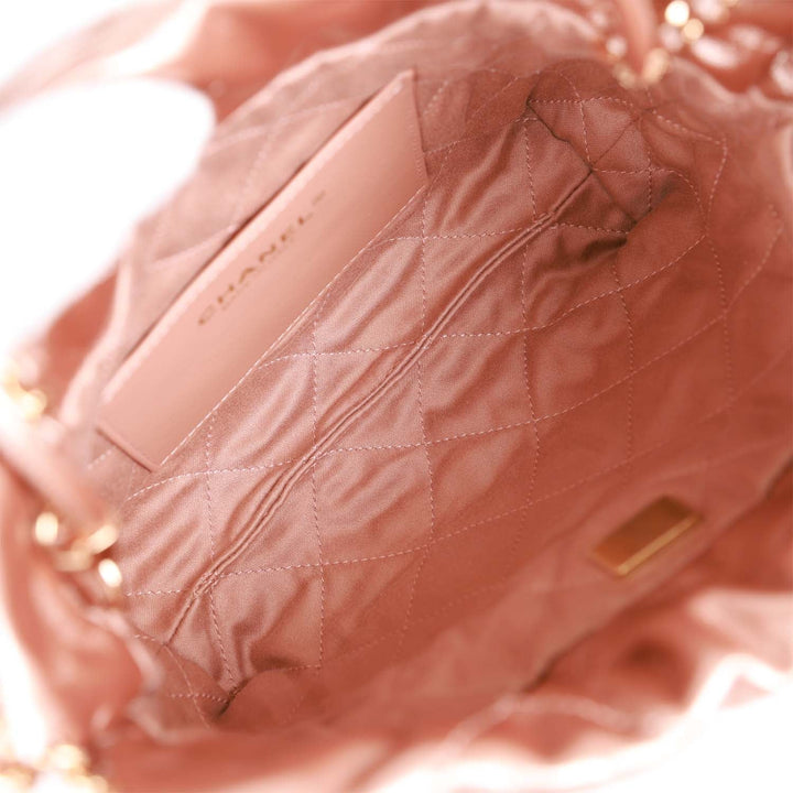 Top Quality Chanel Mini 22 Bag Rose Gold Iridescent Calfskin Rose Gold Hardware