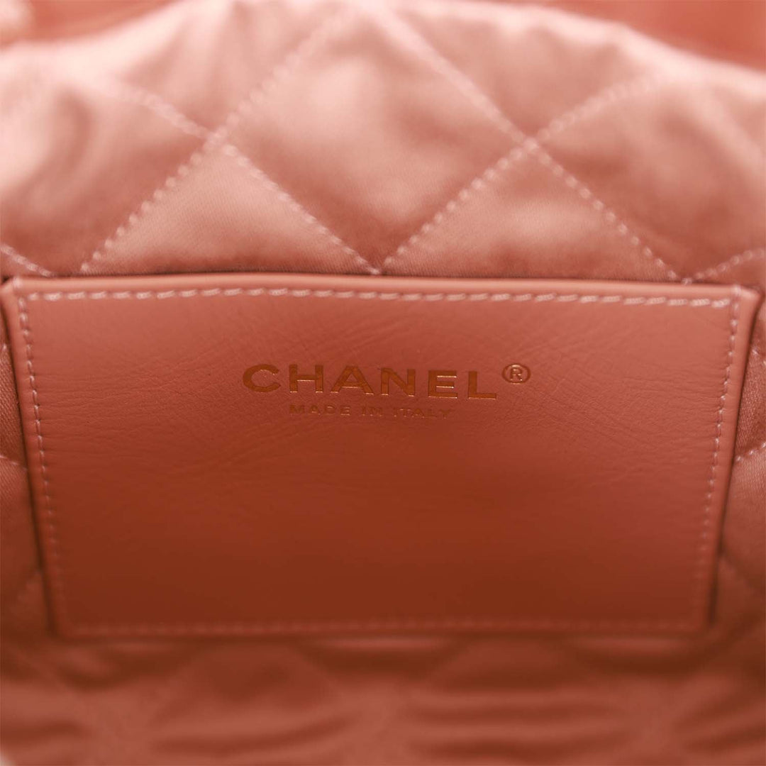 Top Quality Chanel Mini 22 Bag Rose Gold Iridescent Calfskin Rose Gold Hardware