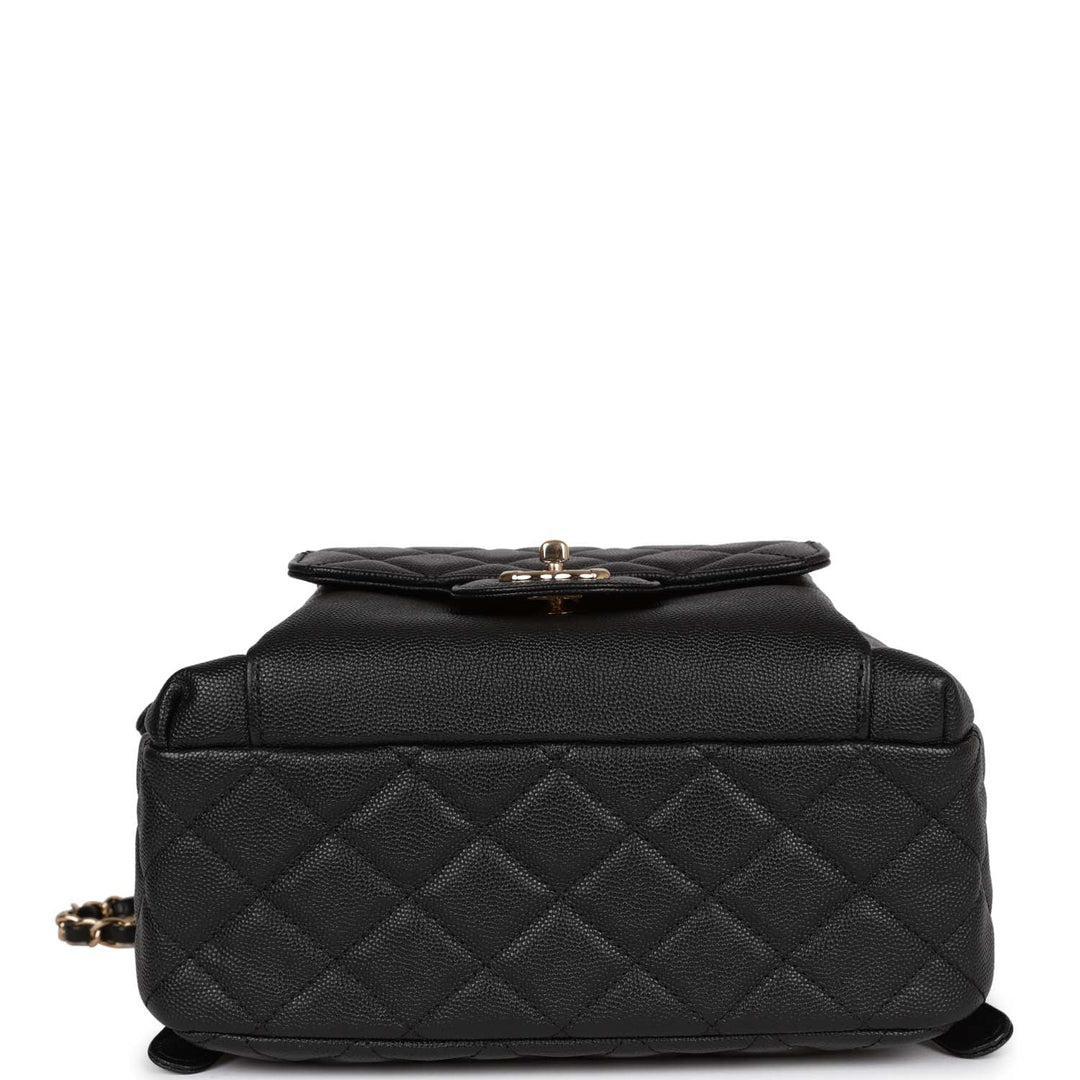 Top Quality Chanel Large Backpack Black Caviar Light Gold Hardware